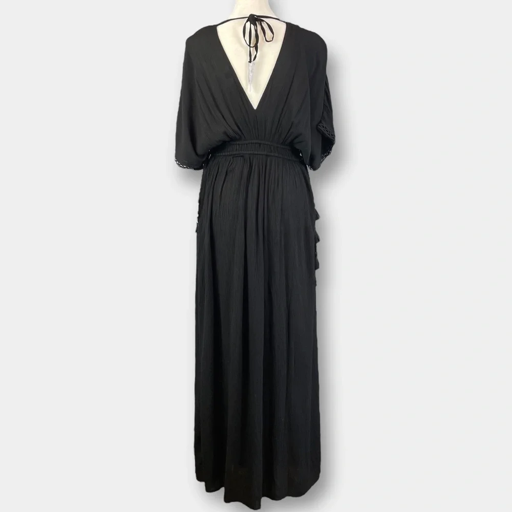 NWT Accessorize Lace Trim Maxi Dress Black Size XS - Picture 8 of 14